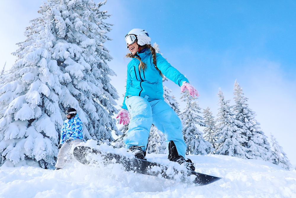 Children lesson snowboard